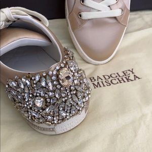 Badgley Mischka Satin Bejeweled Sneakers